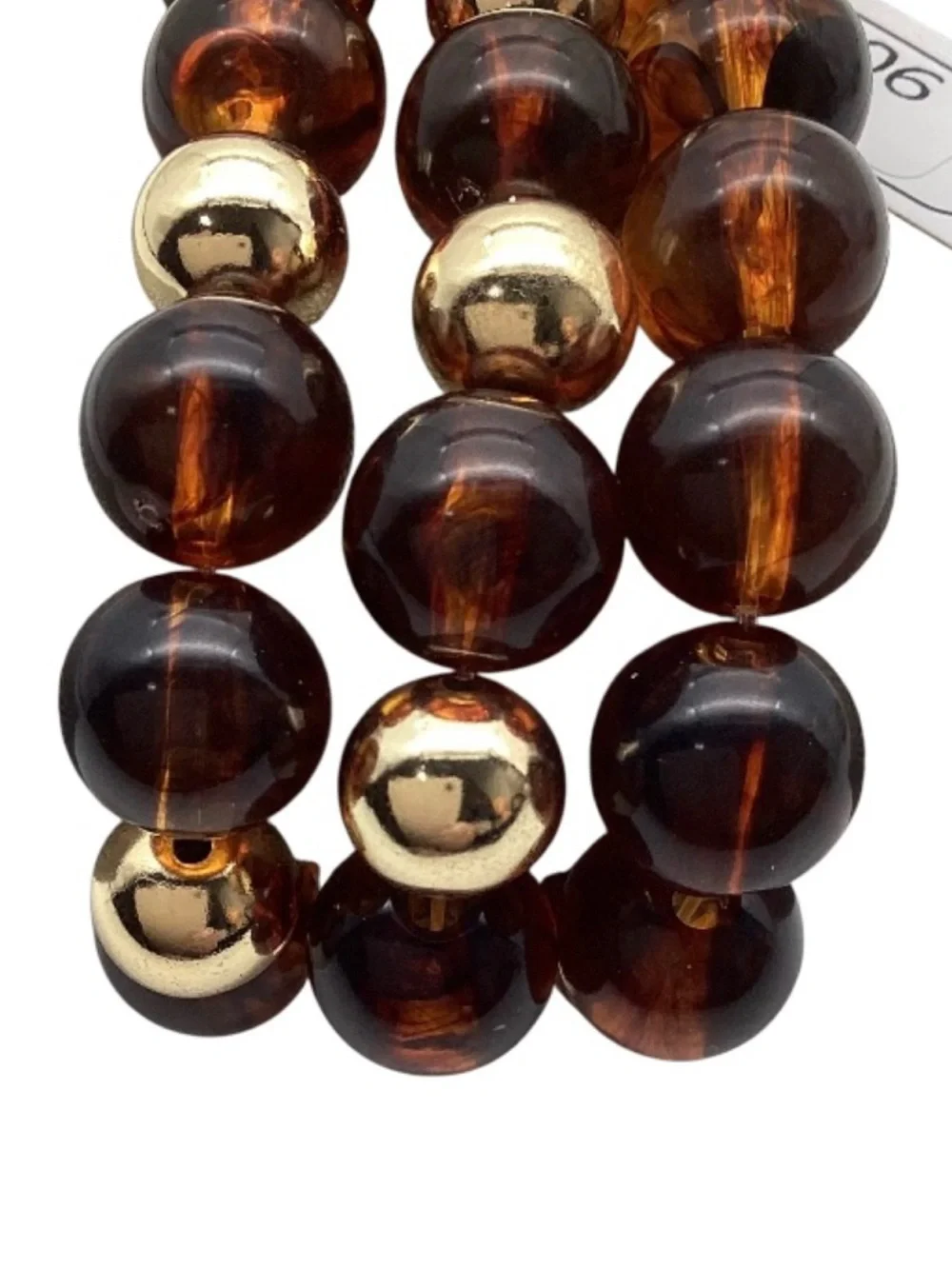 Polished Agenda Tortoiseshell & Gold Tone Beaded Stretch Bracelet Set (NWT)